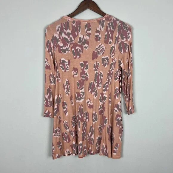 LOGO Lori Goldstein Tunic Top Womens Small Mixed Print Twisted Neck 3/4 Sleeve S - Picture 7 of 11
